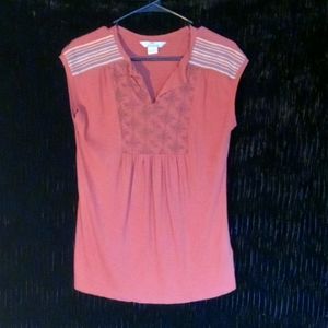 Nicely Embroidered rust-colored Blouse